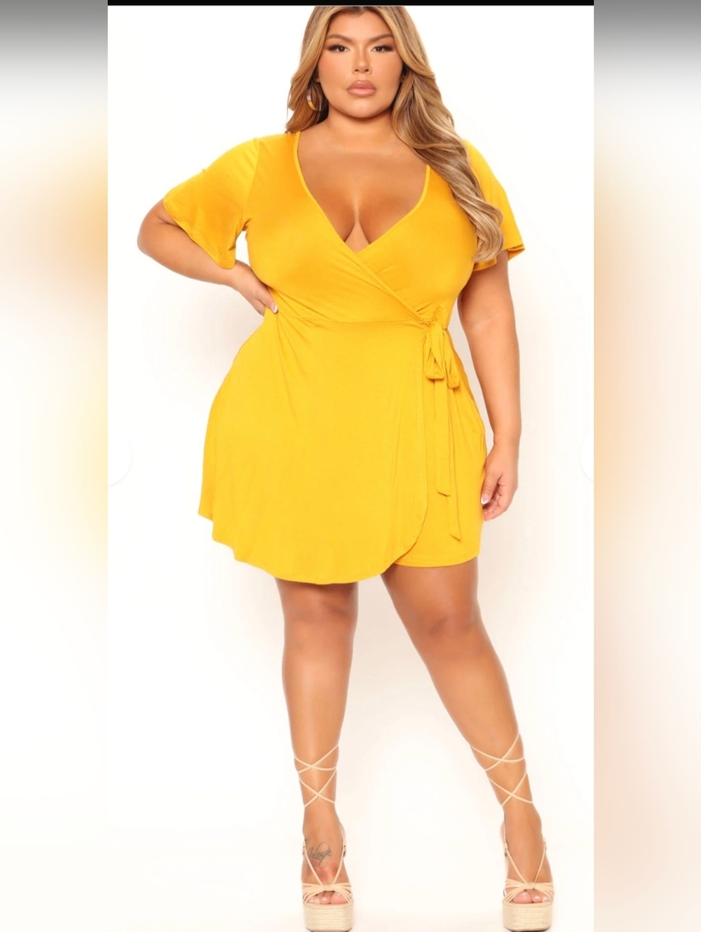 Mustard Wrap Front Romper